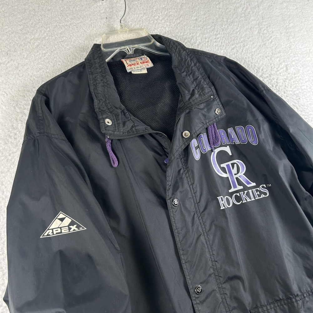Vintage Colorado Rockies Jacket Mens Large Black MLB Baseball Apex One 90s Retro - Picture 5 of 16